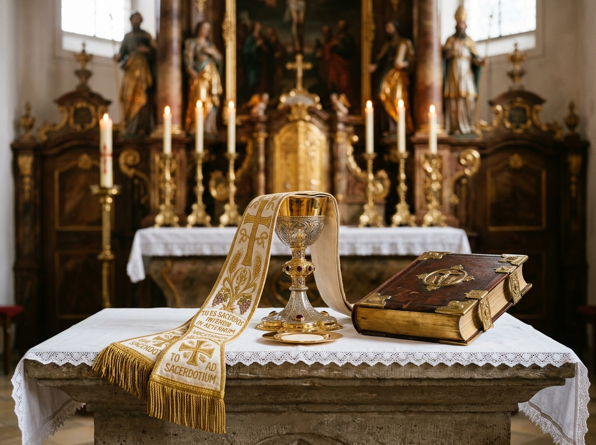 Weihesakrament — Kelch, Stola und Evangeliar